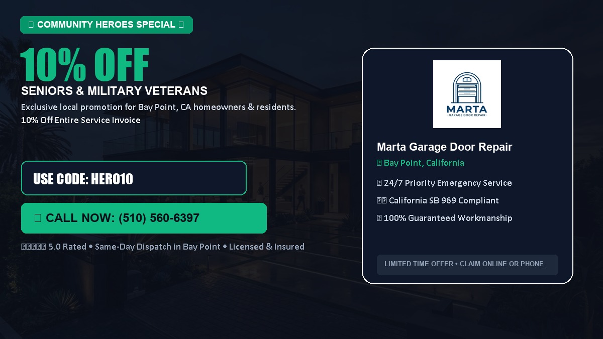 10% OFF Senior Citizens (65+) & Military / Veteran Community Discount in Bay Point, CA